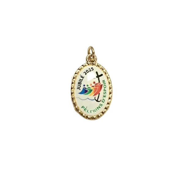 Médaille du Jubilé 2025 - 22 mm - Bord orné doré et résine