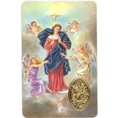 Carte de prière avec poinçon - Marie qui défait les nœuds