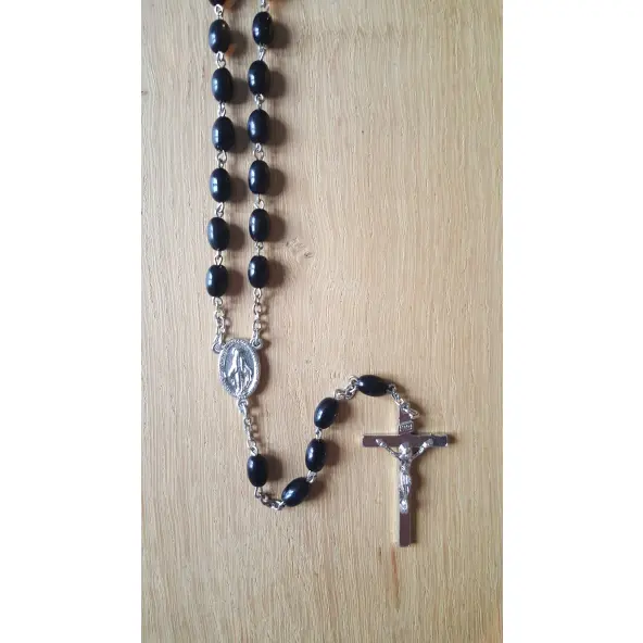 Chapelet sur chaîne - Noir