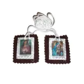 Scapulaire ND du Mont Carmel & Sacré-Coeur en tissu - Petit format - 2