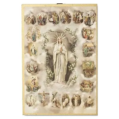 Cadre à suspendre de Notre-Dame de Lourdes et du Rosaire