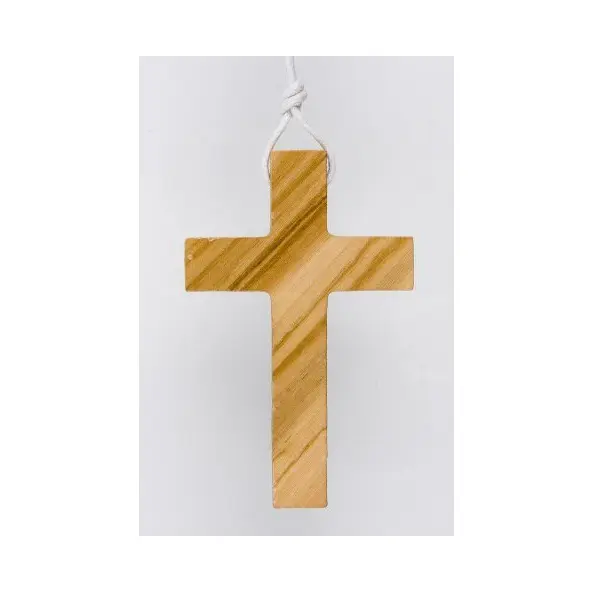 Croix d'aube bois d'olivier avec fin cordon - 8 cm