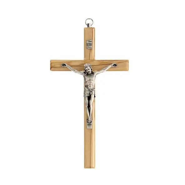 Crucifix en bois d'olivier biseauté