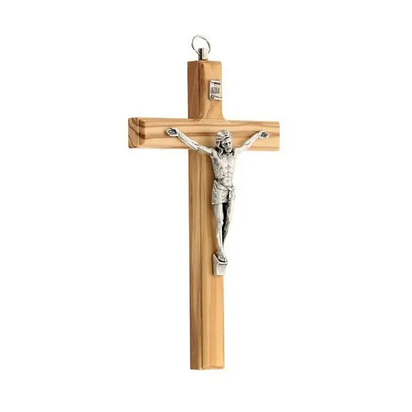 Crucifix en bois d'olivier biseauté