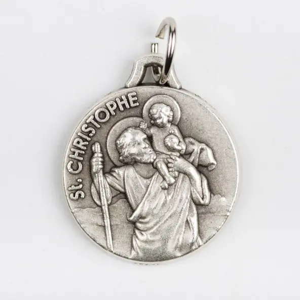 Médaille Saint Christophe - métal argenté - 18 mm