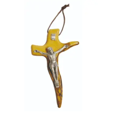 Crucifix moderne en bois d'olivier