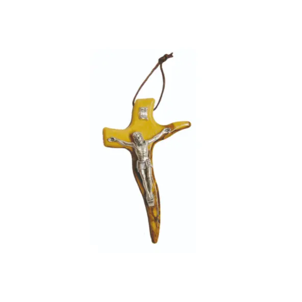 Crucifix moderne en bois d'olivier