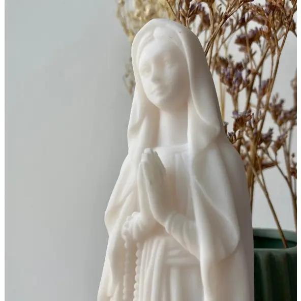 Statue de la Vierge de Lourdes en albâtre - 20 cm