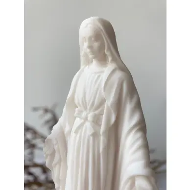 Statue Vierge Miraculeuse blanche en albâtre