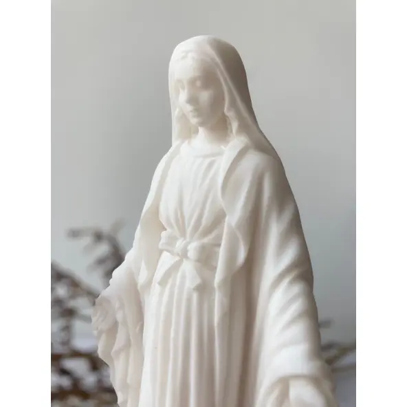 Statue Vierge Miraculeuse blanche en albâtre