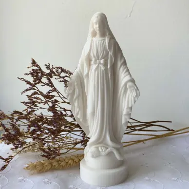 Statue Vierge Miraculeuse blanche en albâtre