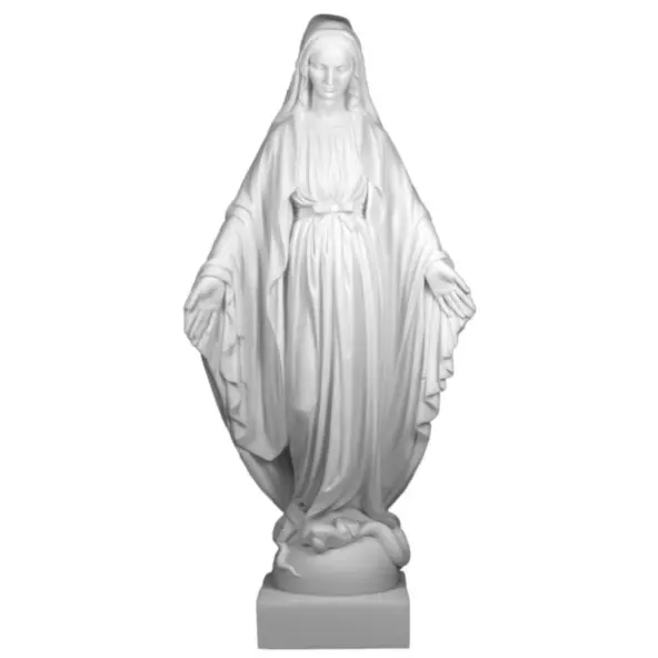 Statue Vierge Miraculeuse blanche en albâtre