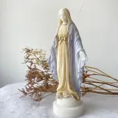 Statue Vierge Miraculeuse colorée en albâtre - 1