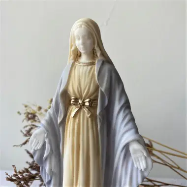 Statue Vierge Miraculeuse colorée en albâtre