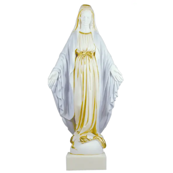 Statue Vierge Miraculeuse colorée en albâtre