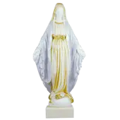 Statue Vierge Miraculeuse colorée en albâtre - 3