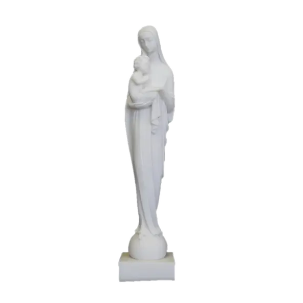 Statue de la Vierge à l'Enfant en albâtre style 
