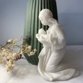Statue de la Vierge à l'Enfant en albâtre - 10 cm - 1