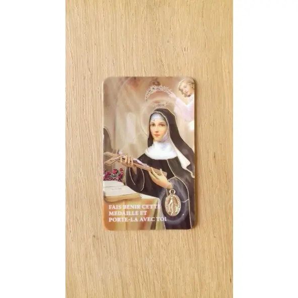 Carte avec médaille - Sainte Rita