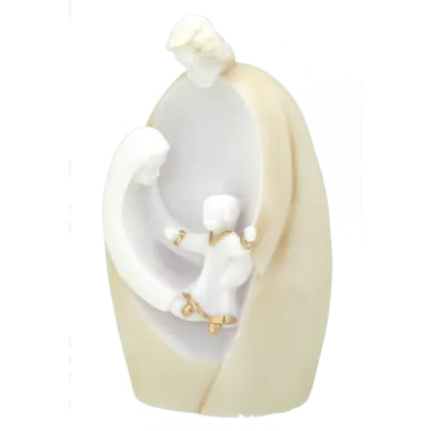 Statuette de la Sainte Famille en albâtre or - 12 cm