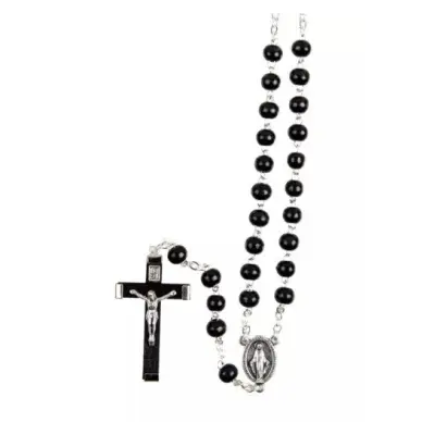 Chapelet sur chaîne en bois noir - 43 cm