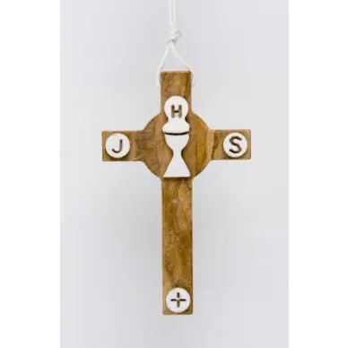 Croix d'aube de communion calice avec cordon - 7,5 cm