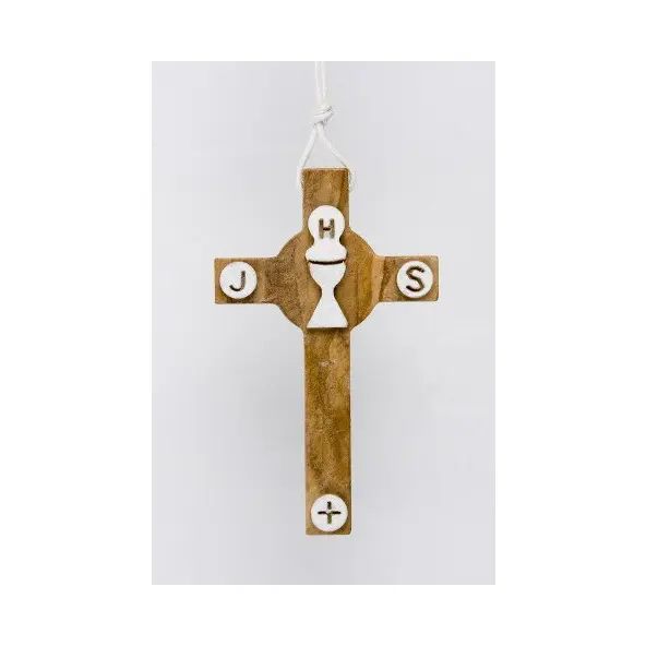 Croix d'aube de communion calice avec cordon - 7,5 cm