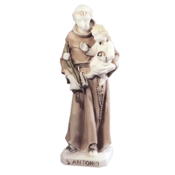 Statue de Saint Antoine en albâtre coloré - 20 cm