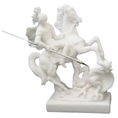 Statue de Saint Georges en albâtre - 20 cm