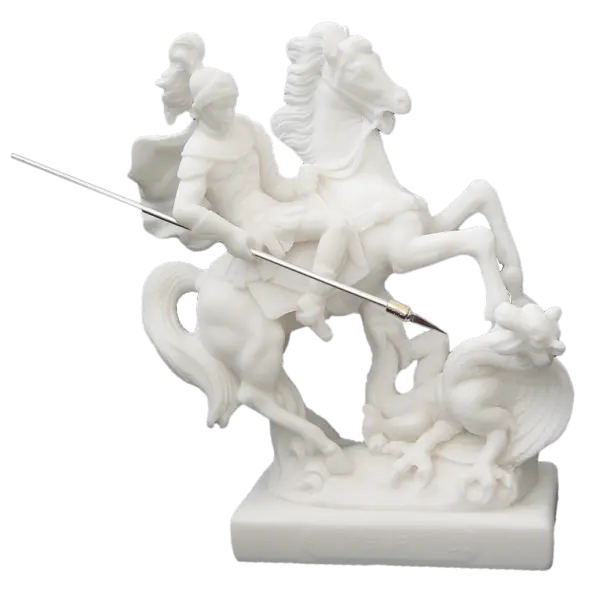 Statue de Saint Georges en albâtre - 20 cm