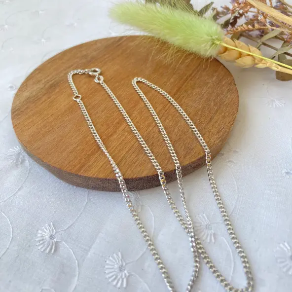 Chaîne maille gourmette diamantée 2 mm - Argent