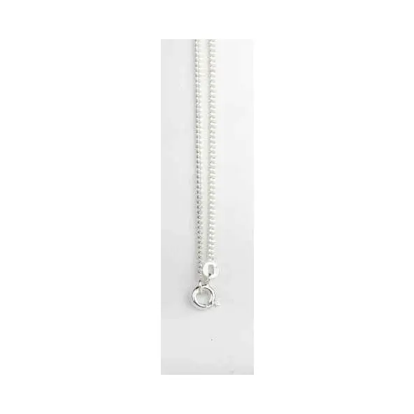 Chaîne maille gourmette diamantée en argent 1 mm - 60 cm