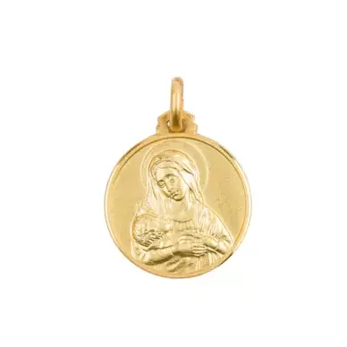 Médaille de la Vierge à l'Enfant - 18 mm - plaqué or