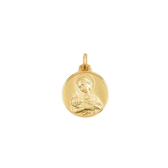 Médaille de la Vierge à l'Enfant - 18 mm - plaqué or
