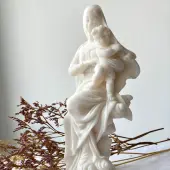 Statue Vierge à l'Enfant en albâtre - 20 cm - 1