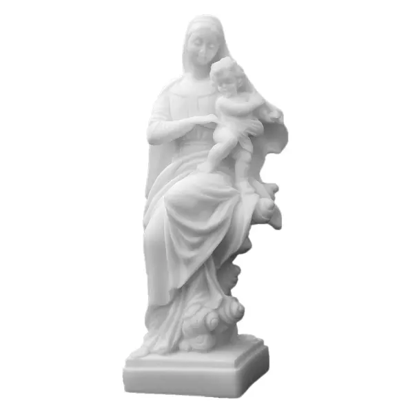 Statue Vierge à l'Enfant en albâtre - 20 cm