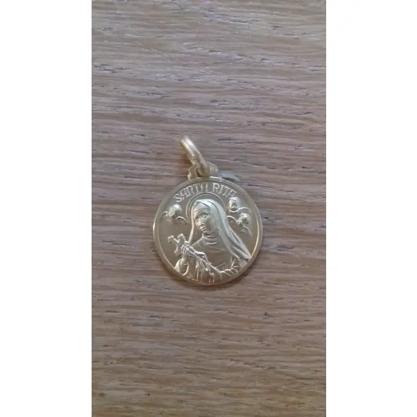 Médaille Sainte Rita 16mm - plaqué or