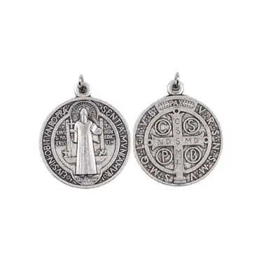 Médaille Saint Benoit - métal argenté - 16 mm