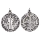 Médaille Saint Benoit - métal argenté - 16 mm - 2