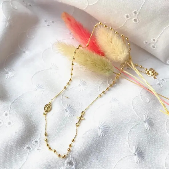 Collier chapelet de la Médaille Miraculeuse en or 18 carats
