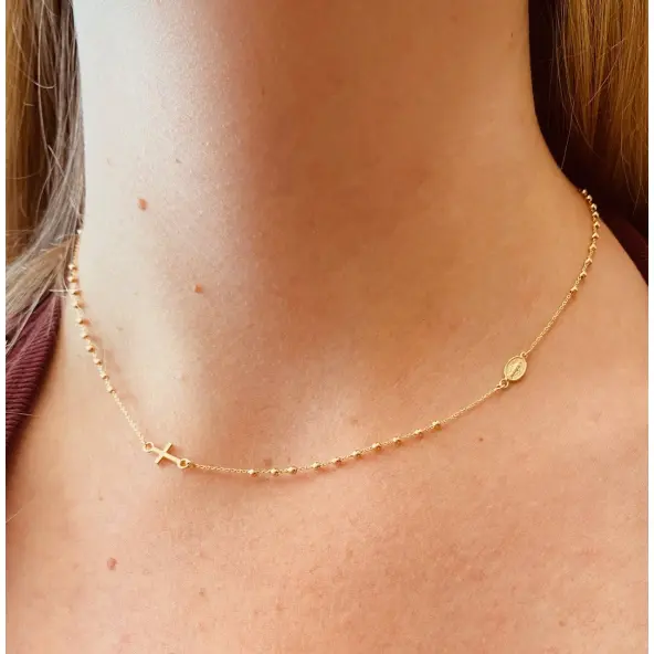 Collier chapelet de la Médaille Miraculeuse en or 18 carats