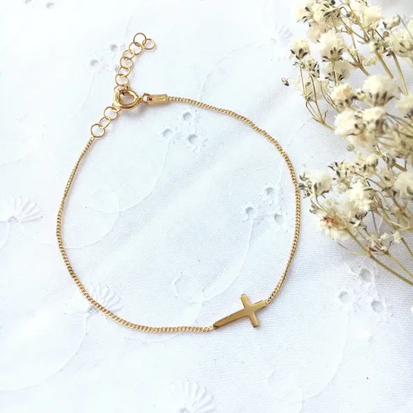 Bracelet Croix - plaqué or