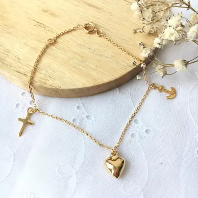 Bracelet Les 3 Vertus -  Plaqué Or -