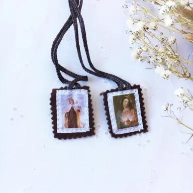 Scapulaire Notre-Dame du Mont Carmel en tissu - Mini format