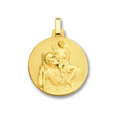 Médaille Saint Christophe 18 mm en or 18 carats