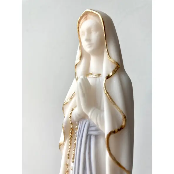 Statue Notre-Dame de Lourdes albâtre coloré - 20 cm