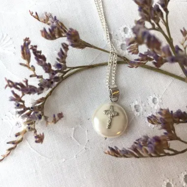 Pendentif croix - Argent et nacre
