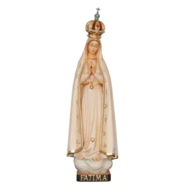 Statue de Notre-Dame de Fatima - bois polychrome - 16 cm