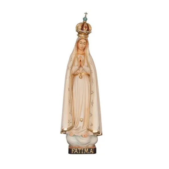 Statue de Notre-Dame de Fatima - bois polychrome - 16 cm