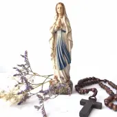 Statue de Notre-Dame de Lourdes - bois polychrome - 14 cm - 1